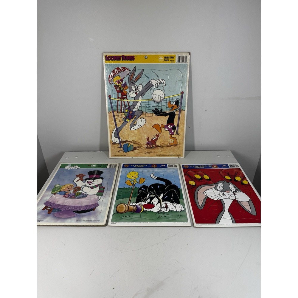 Lot Of 4 Vintage Looney Tunes / Frosty Childrens Frame Tray Puzzles